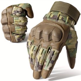 Tactical Gloves for Men - Touch Screen, Non-Slip, Full Finger Protection for Shooting, Airsoft, Military, Paintball, Motorcycle, Cycling, Hunting (Color: Camouflage, size: L)